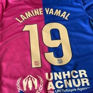 Laminate Yamal Barcelona Kids XS Size 22 5-6T Toddler Home Jersey Kit New W/Tags